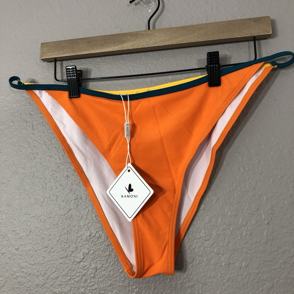NWT Kamoni Women's Size XL Orange High Rise Bikini‎ Swim Bottom